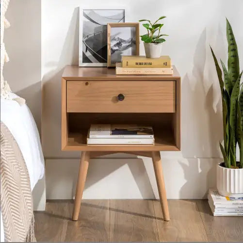 Mid-Century Caramel Wood Nightstand