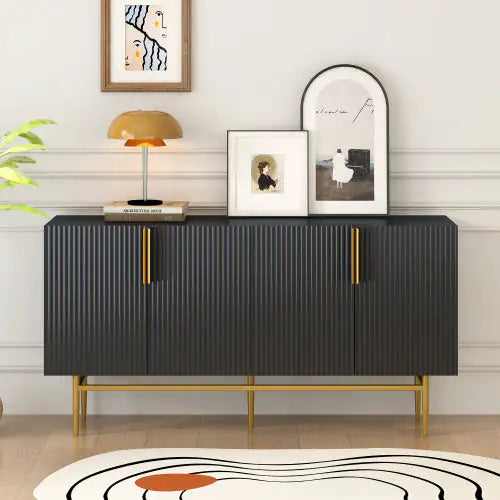 Chic 4-Door Gold-Handled Sideboard