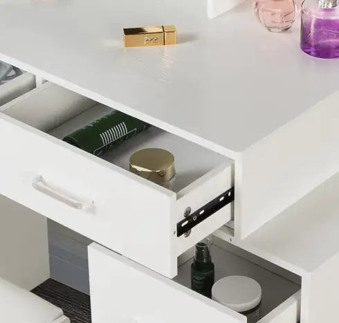 Matte White Modern Vanity with LED Mirror