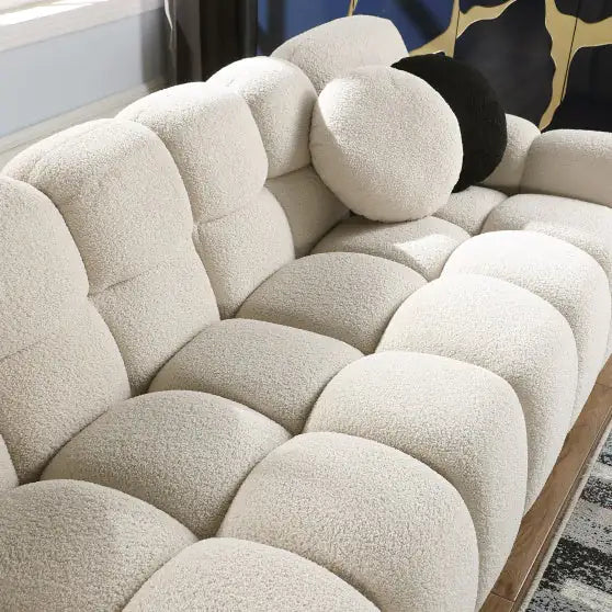 Beige Boucle Comfort Sofa