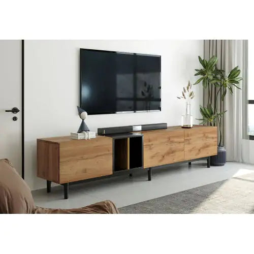 Natural Wood 80-Inch TV Console