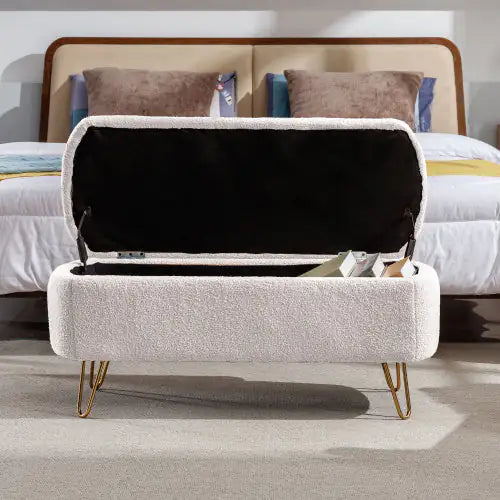 Ivory White Bedside Storage Footstool