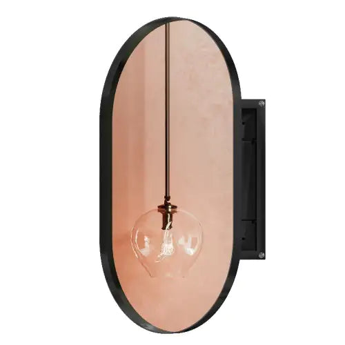 34x20 Inch Oval Metal Bathroom Cabinet with Mirror