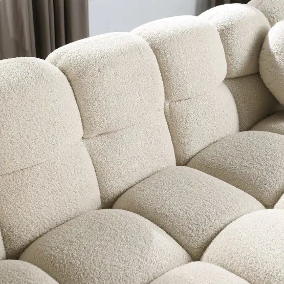 Beige Boucle Lounge Sofa