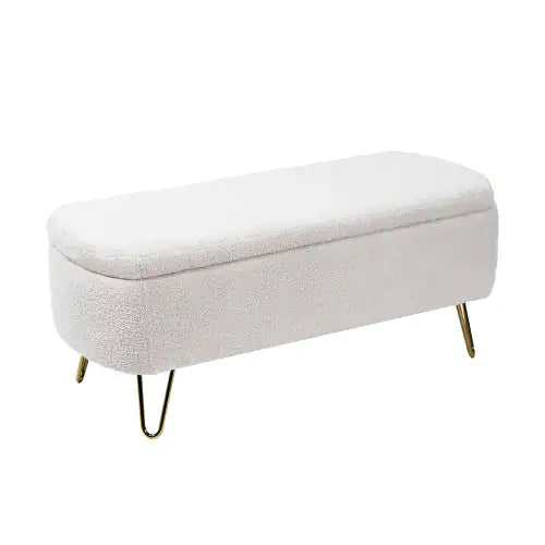 Ivory White Bedside Storage Footstool