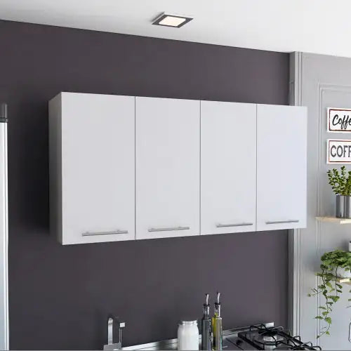 QuadDoor White Wall Cabinet with Organizers