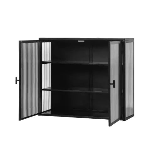 Contemporary Black Two-Door Wall Cabinet