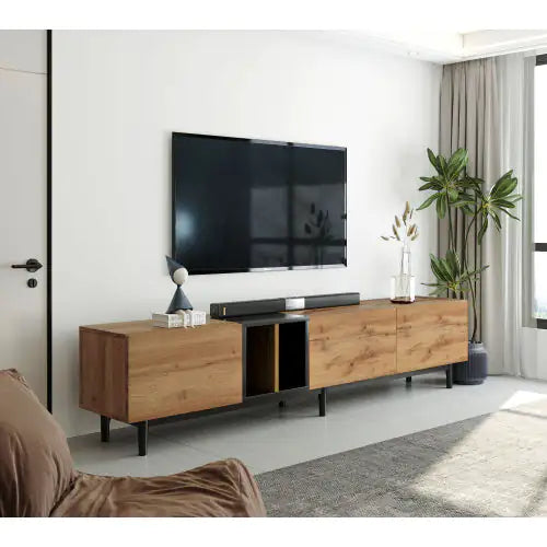 Natural Wood 80-Inch TV Console