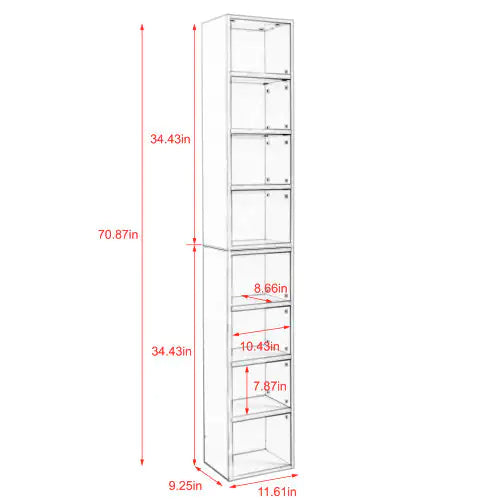 Slim 8-Tier Storage Tower - Grey