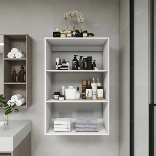 Sleek White Modular Bathroom Shelving