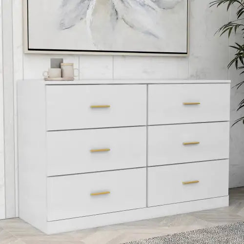 Contemporary White 6-Drawer Chest