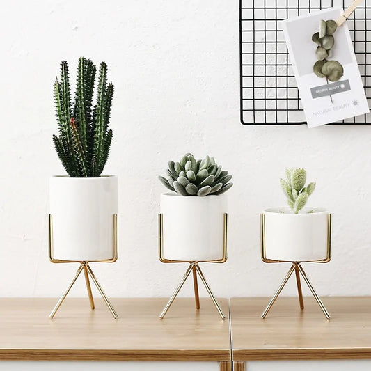 Scandi Chic Ceramic & Iron Art Vases