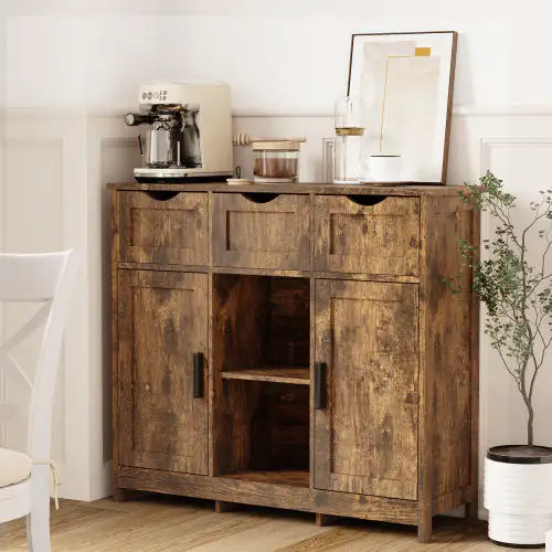 Vintage Wooden Storage Cabinet with Adjustable Shelves