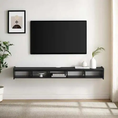 Minimalist Black Wall-Mount TV Stand