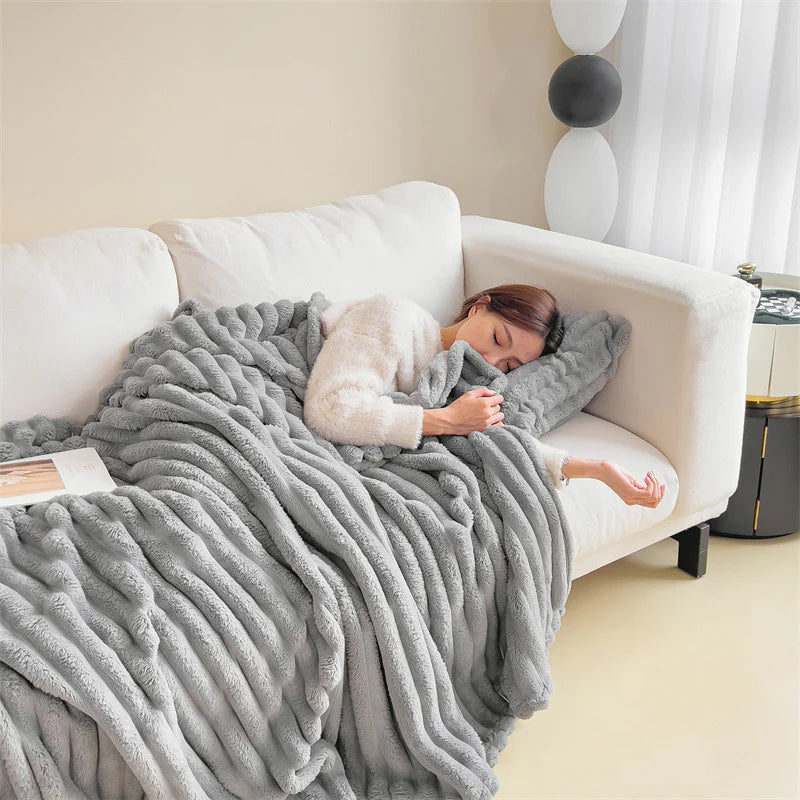 Soft Ribbed Fleece Blanket