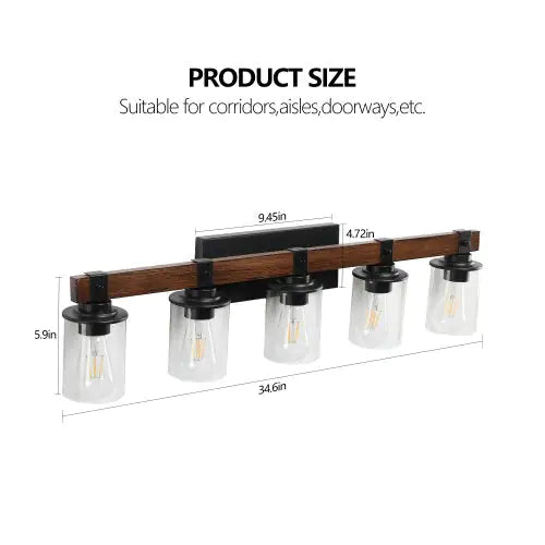 Urban Retro 5-Light Bathroom Vanity Lighting