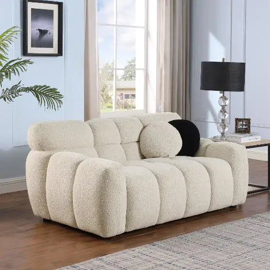 Beige Boucle Comfort Sofa