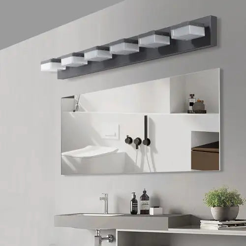 Sleek 6-Light LED Vanity Mirror - Black