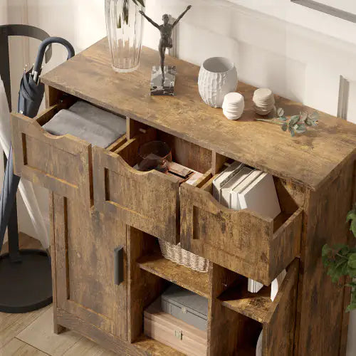 Vintage Wooden Storage Cabinet with Adjustable Shelves