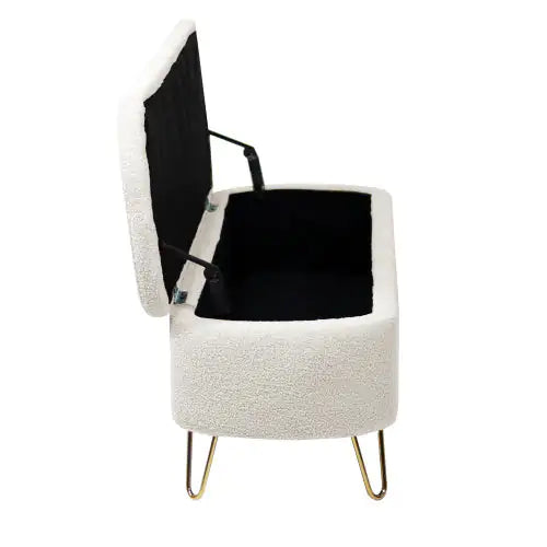 Ivory White Bedside Storage Footstool