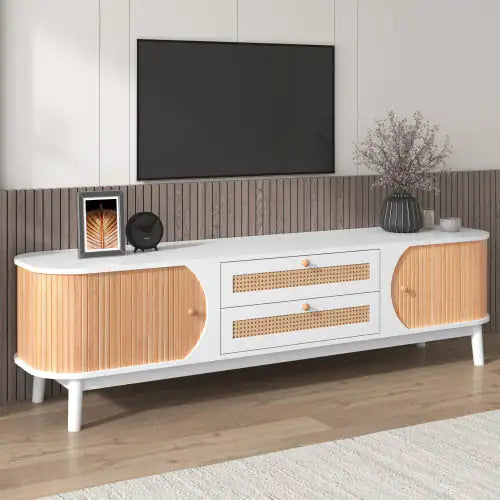 Modern Rattan TV Cabinet for Up to 75'' Screens