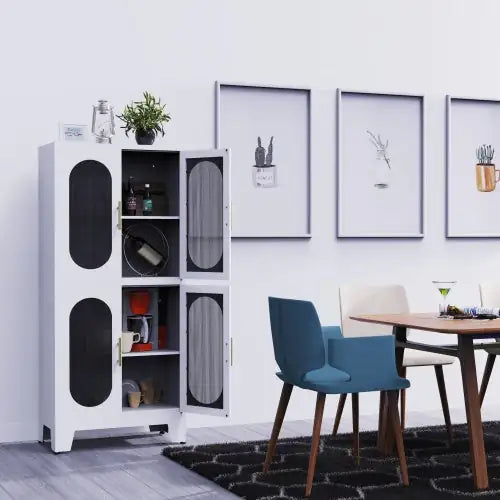 Versatile Metal Storage Cabinet with Lock and Adjustable Shelves