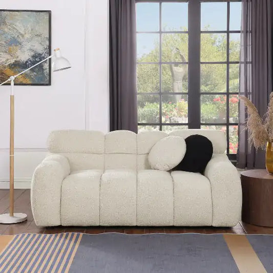 Beige Boucle Comfort Sofa