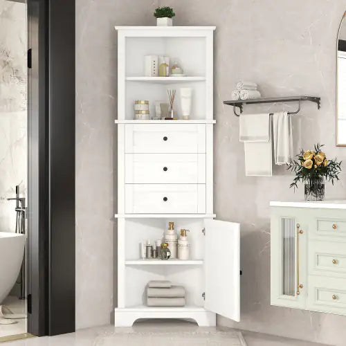 Tri-Space White Cabinet with Adjustable Shelving