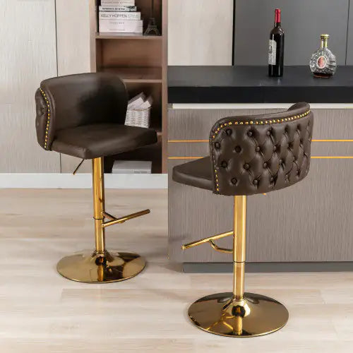 Adjustable Swivel Barstools with Tufted Back