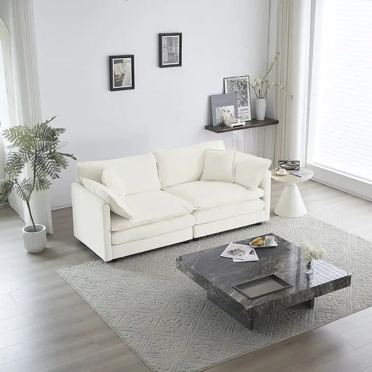 Modern White 2-Seat Living Room Sofa