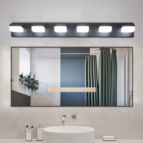 Sleek 6-Light LED Vanity Mirror - Black