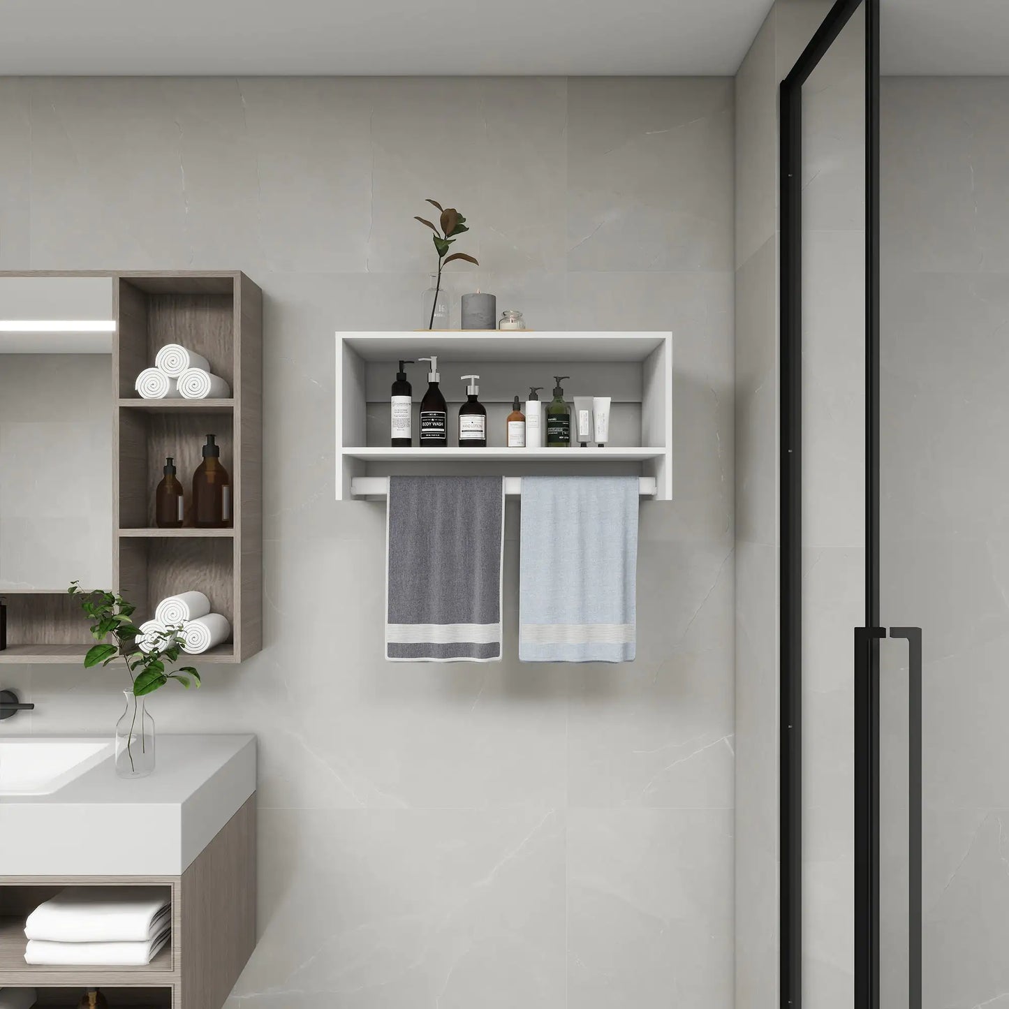 Modular Wood Bathroom Shelving