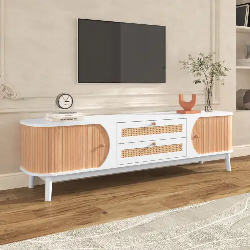 Modern Rattan TV Cabinet for Up to 75'' Screens