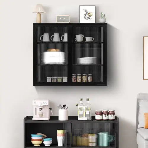 Contemporary Black Two-Door Wall Cabinet