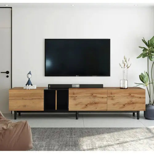 Natural Wood 80-Inch TV Console