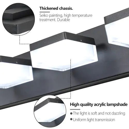 Sleek 6-Light LED Vanity Mirror - Black